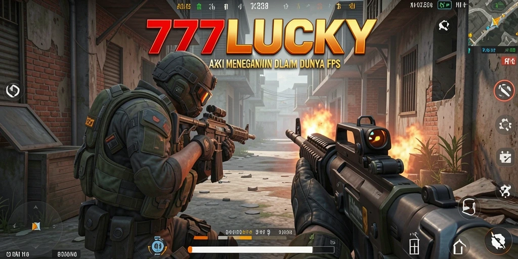Tangkapan layar gameplay FPS dari 777LUCKY yang menegangkan.