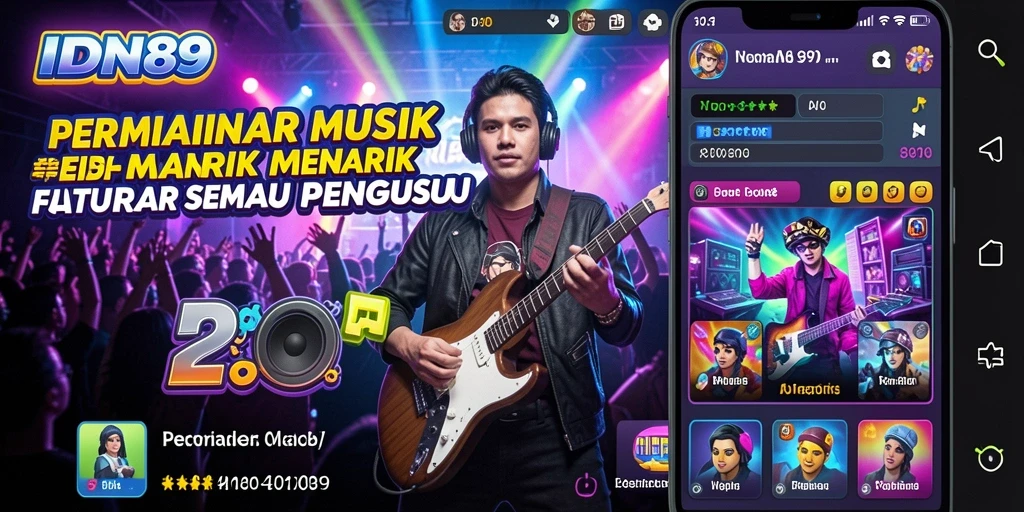 Tampilan menarik dari gameplay IDN89 yang menggabungkan musik dan permainan.