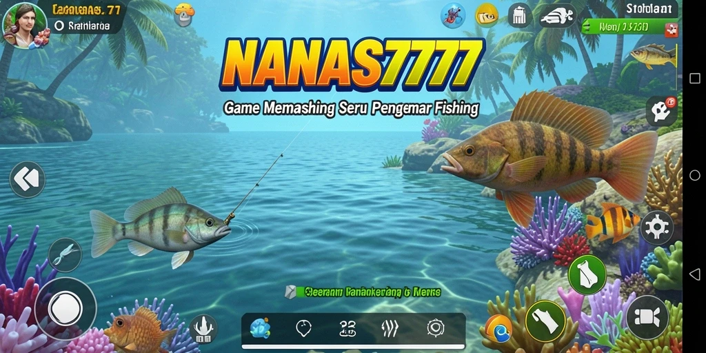 Tampilan gameplay NANAS777 menampilkan aktivitas memancing yang seru dan interaktif.